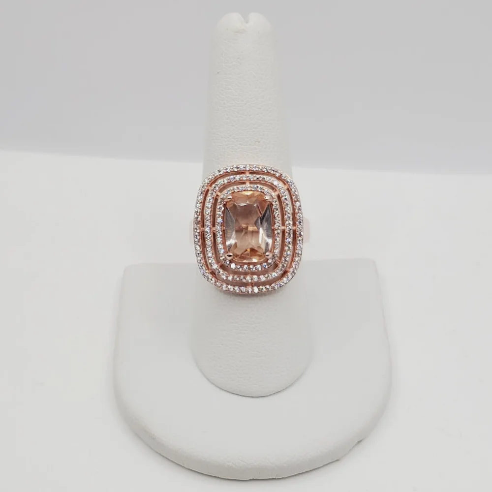 18k Rose Gold Triple Halo Morganite Ring